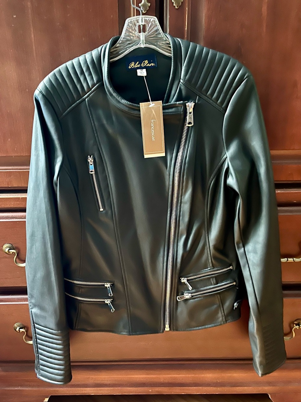 Black Faux Leather Moto Jacket NWT